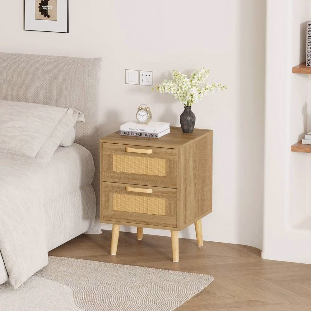Kelvenix Modern Brown Wood Bedside Table and Nightstand for Bedroom or Living Room – 2