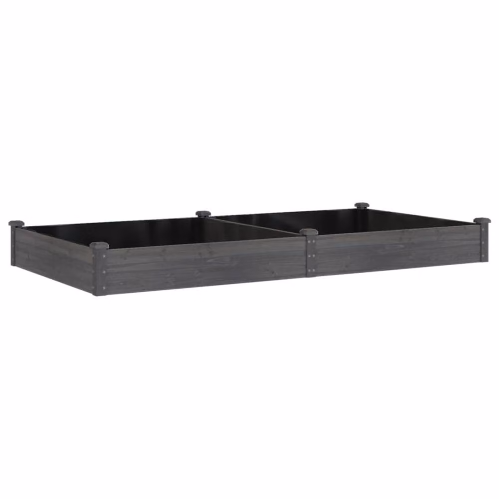 Berkfield Home Garden Raised Bed in Grey Solid Wood with Liner, W: 240 cm, D: 120 cm, H: 25 cm – 3