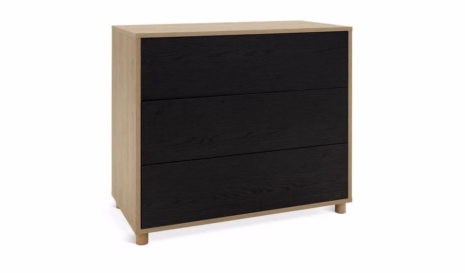 Koda 3 Drawer Chest Black Matt Storage Organiser Bedroom Furniture W/D/H: 83.6 x 46.0 x 90.0 cm