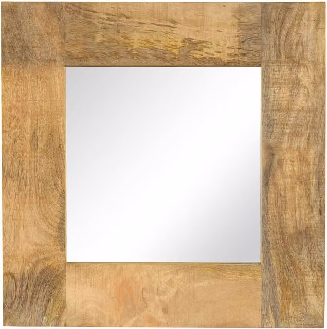 Berkfield Home Vintage Square Solid Mango Wood Wall Mirror in Brown, W/D/H: 50 x 50 x 50 cm