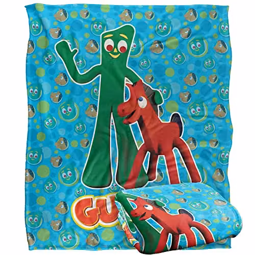 Gumby Best Friends Silky Touch Super Soft White Fleece Throw Blanket W/D/H: 152 x 127 cm