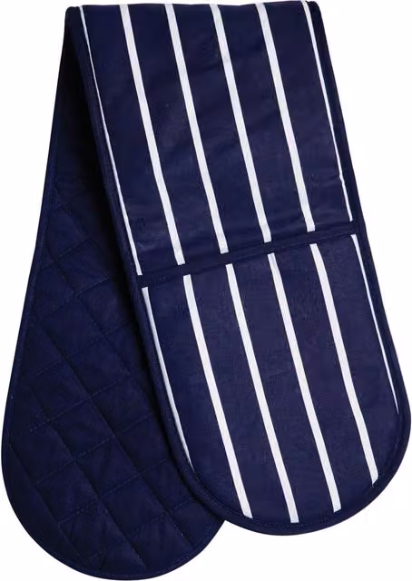 Premier Housewares Blue and White Striped Cotton Double Oven Gloves – 7