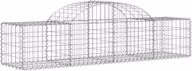 Berkfield Home Arched Gabion Basket in Silver Galvanised Steel, W: 200 cm, D: 50 cm, H: 40/60 cm – 1