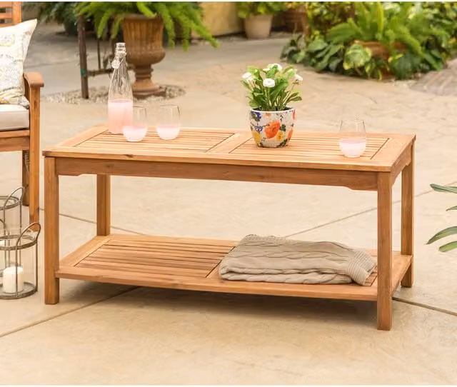 FurnitureboxUK Tulum Modern Acacia Wood Outdoor Garden Coffee Table in Brown