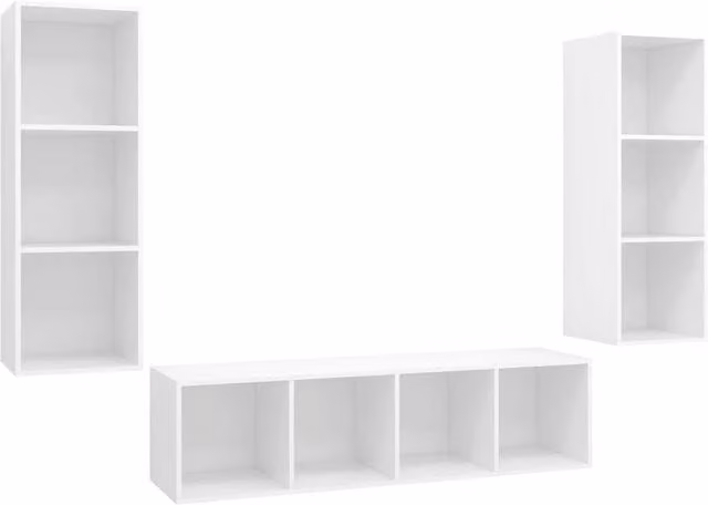 Berkfield Home 3 Piece White Engineered Wood TV Cabinet Set – 1