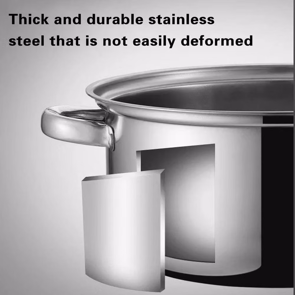 VOGREX 3-Tier Stainless Steel Steamer Pan with Glass Lid, Silver, 28 cm – 6