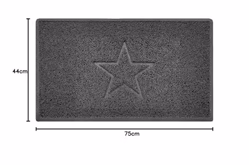 Nicoman Star Embossed PVC Spaghetti Door Mat, Dark Grey, W: 75 cm, D: 45 cm – 3
