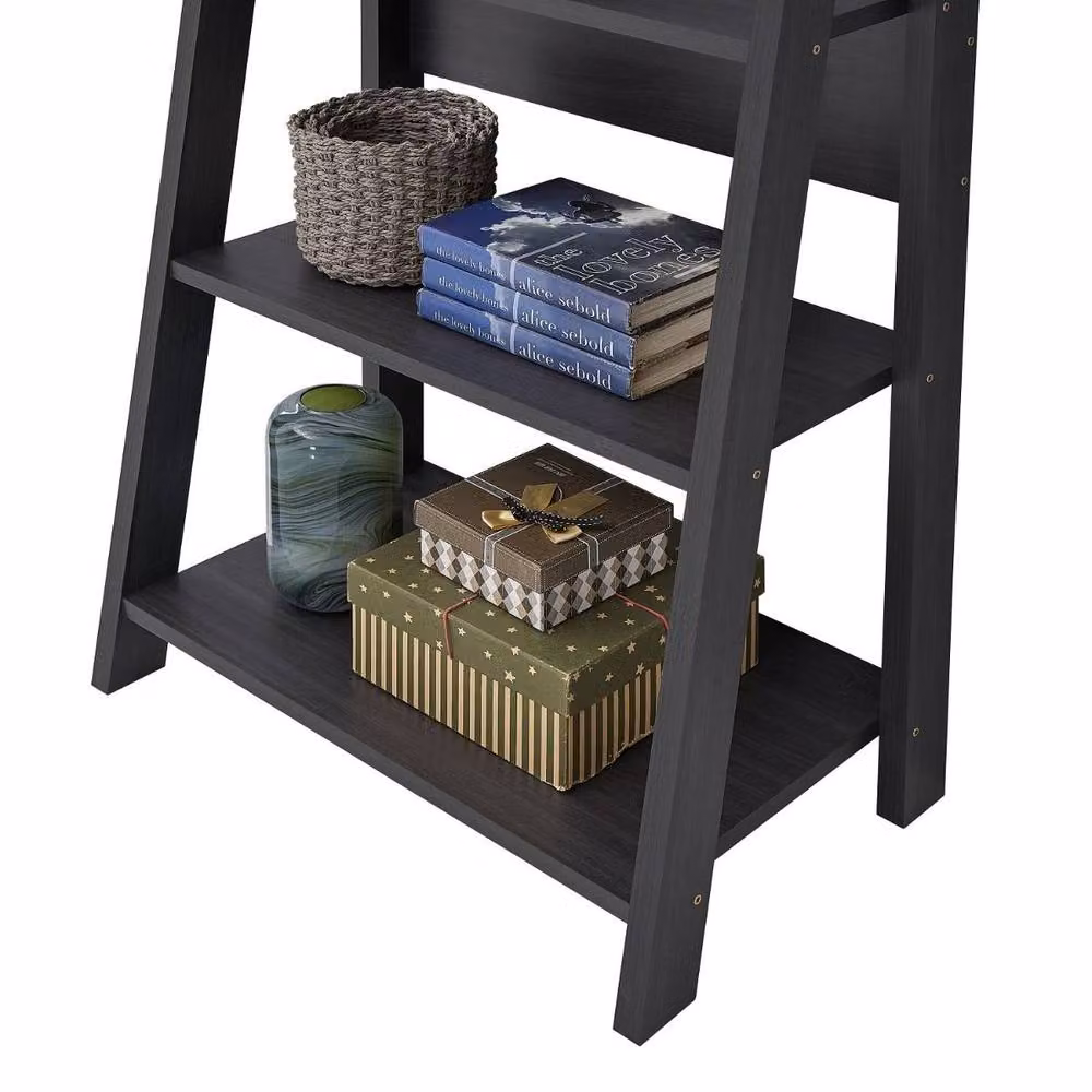 Timber Art Design Riva Retro 5 Tier Ladder Bookcase Display Shelf Unit in Black – 4