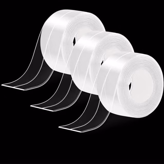 KDMD 3 Rolls Clear Waterproof Self Adhesive Double Sided Caulk Sealing Tape, W: 38 mm, L: 3.2 m per roll
