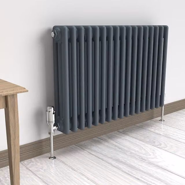 Lux Heat Horizontal 3 Column Steel Radiator in Grey, W: 78.5 cm, H: 50 cm