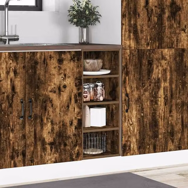 Berkfield Home Smoked Oak Kitchen Base Unit in Brown, W/D/H: 30.0 x 44.5 x 81.5 cm