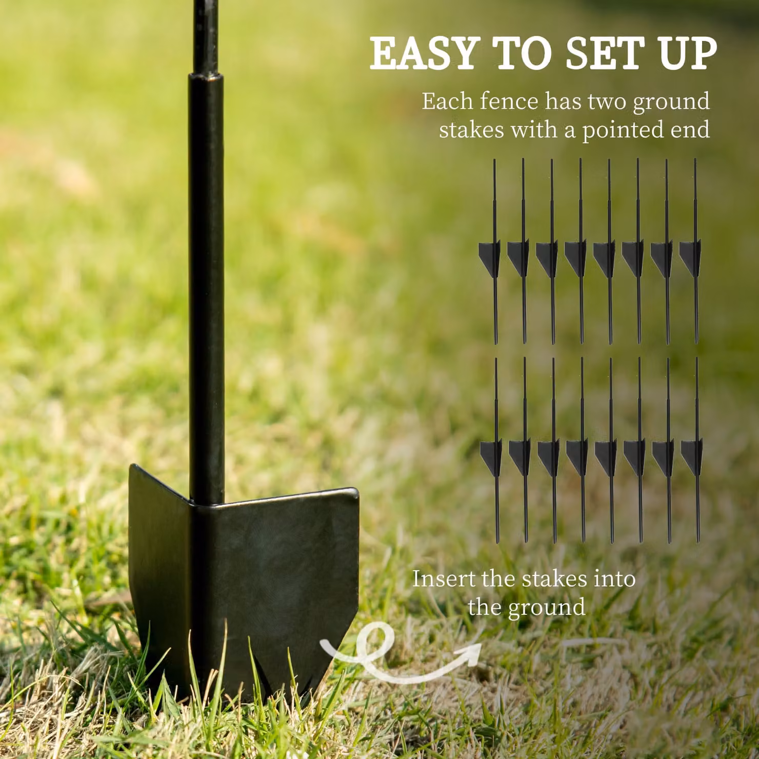 Outsunny Black Decorative Garden Fencing, 8-Piece Rustproof Steel Wire Picket Fence Panels for Flower Bed Border Edging – 3