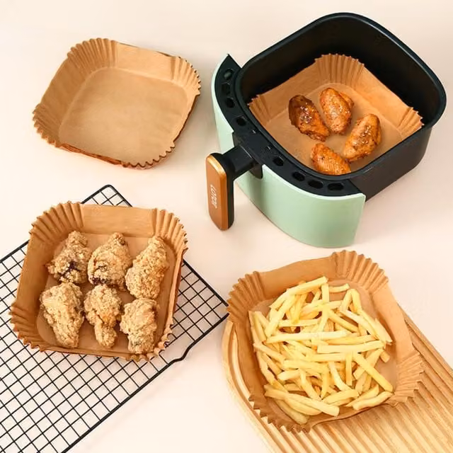 Home Source Non Stick Disposable Air Fryer Liners, Brown, 50 Pack