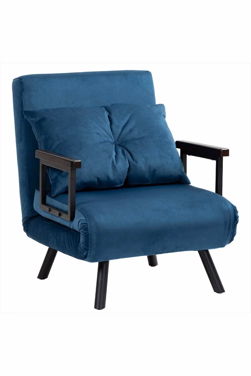 ERGOVEXA 4-in-1 Velvet-Feel Single Chair Bed in Blue – 2