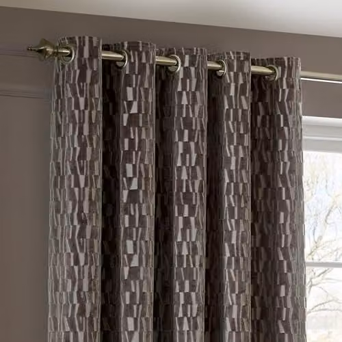Paoletti Manhattan Blackout Velvet Eyelet Curtains, Grey/Brown, H 229 cm x W 137 cm – 3