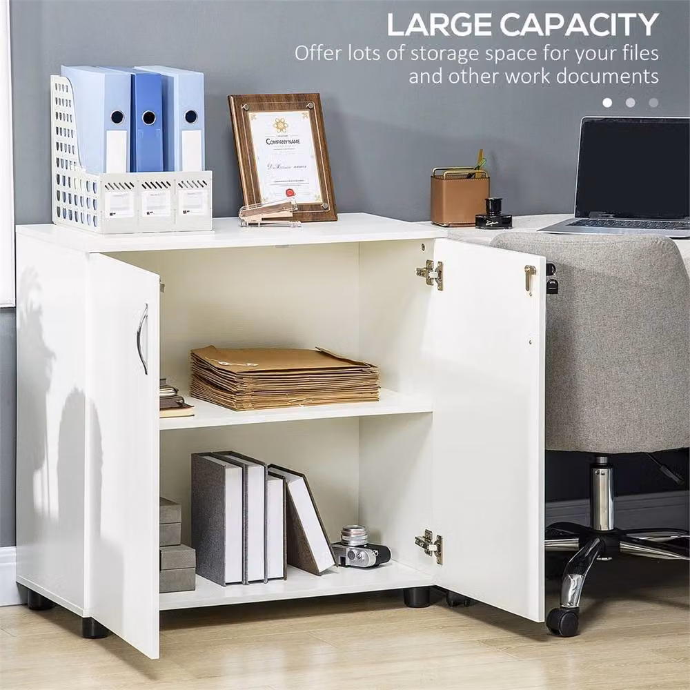 Kelvenix 2-Tier Locking Office Storage Cabinet in White – 2