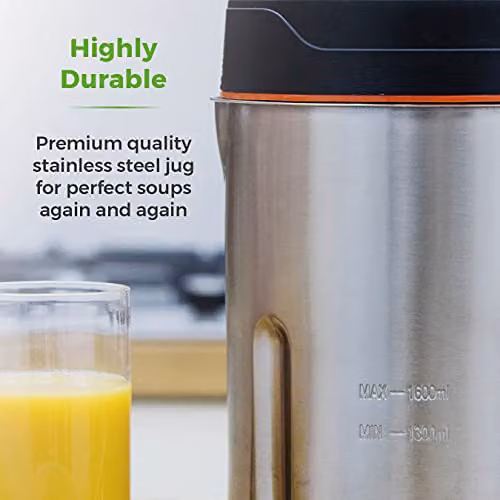 Tower T12031 Soup and Smoothie Maker with Intelligent Control System, 1000W, 1.6 l, Silver Stainless Steel – 4