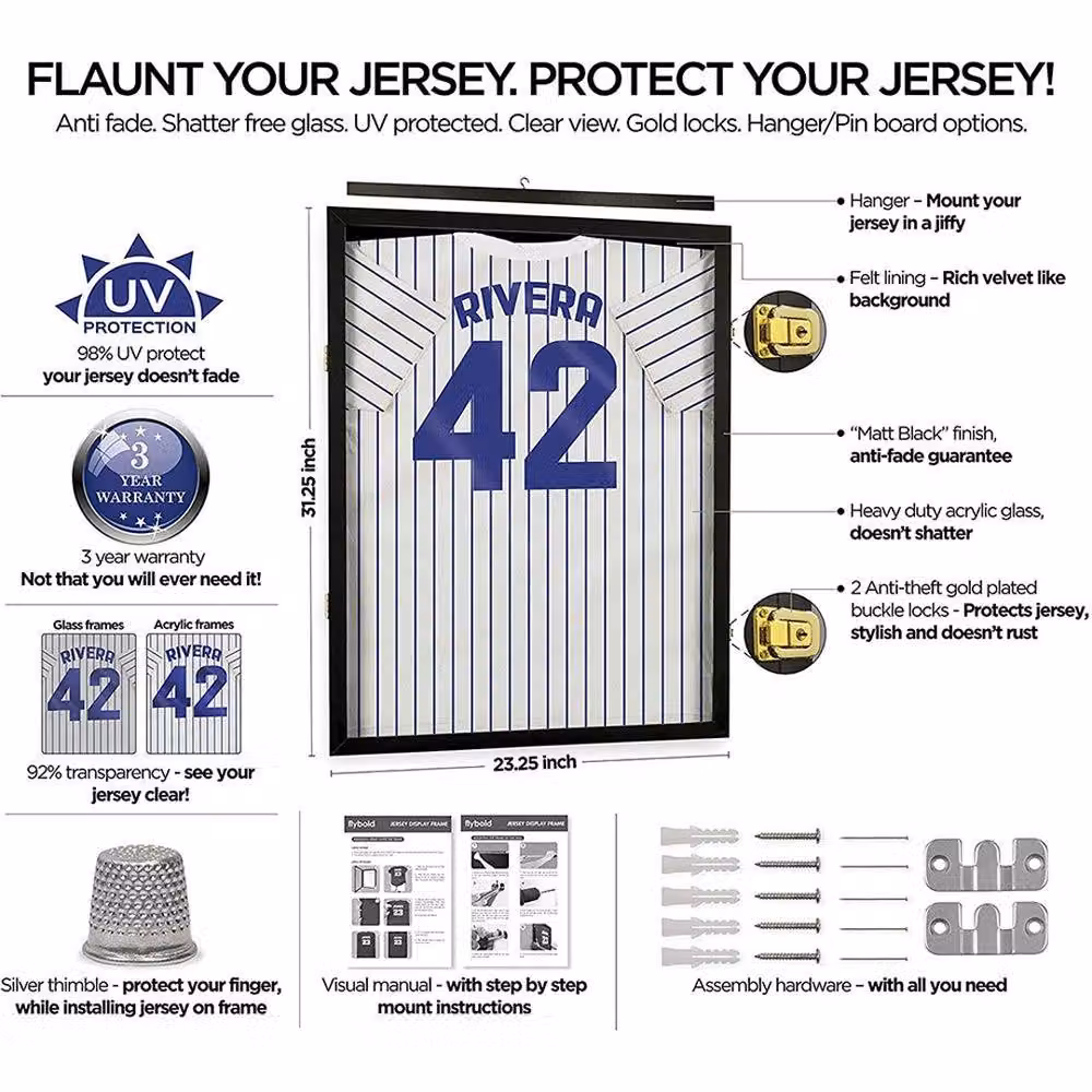 Ventryn Signed Football Shirt Display Frame in Black Wood, W: 80 cm, H: 60 cm – 4
