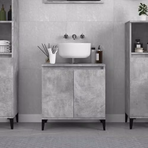 vidaXL Modern Freestanding Bathroom Sink Cabinet in Matt Grey, W/D/H: 58 x 33 x 60 cm – 2