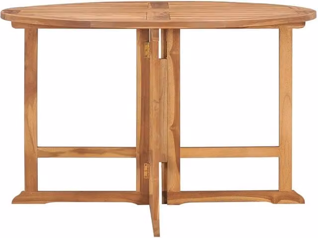 Berkfield Home Durable Folding Garden Dining Table in Brown Solid Teak Wood, Diameter: 110 cm, Height: 75 cm