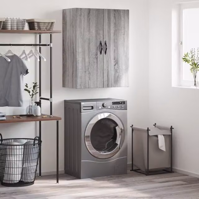 Berkfield Home Wall Mounted Cabinet in Grey Sonoma, W: 69.5 cm, D: 34 cm, H: 90 cm – 1