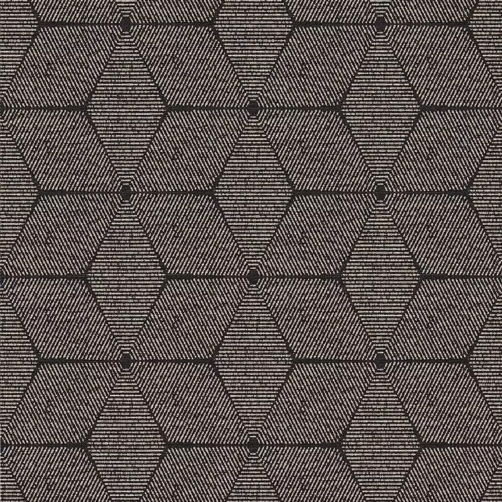 Havendro Geometric Floral Diamond Metallic Non-Woven Wallpaper in Black and Gold – 2