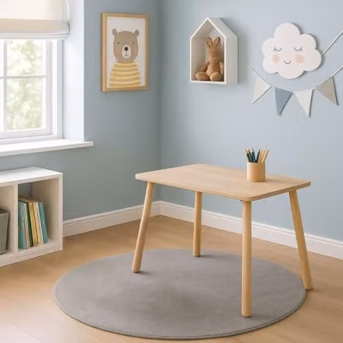 Calicosy Childrens Table with Solid Wood Legs in Brown, W: 60 cm, D: 48 cm, H: 45 cm – 2