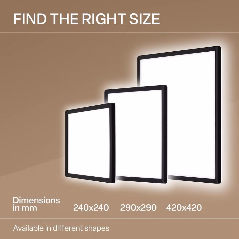 B.K.Licht Black LED Slim Panel Ceiling Light for Bathroom and Living Room, 18W, 2400lm, 4000K Neutral White, IP44, W/D/H: 29 x 29 x 3 cm – 7