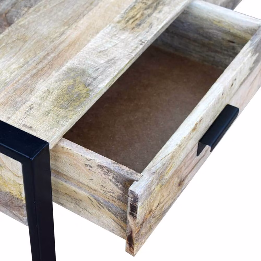 Berkfield Home Coffee Table with 2 Drawers in Brown Solid Mango Wood, W: 100 cm, D: 60 cm, H: 40 cm – 3