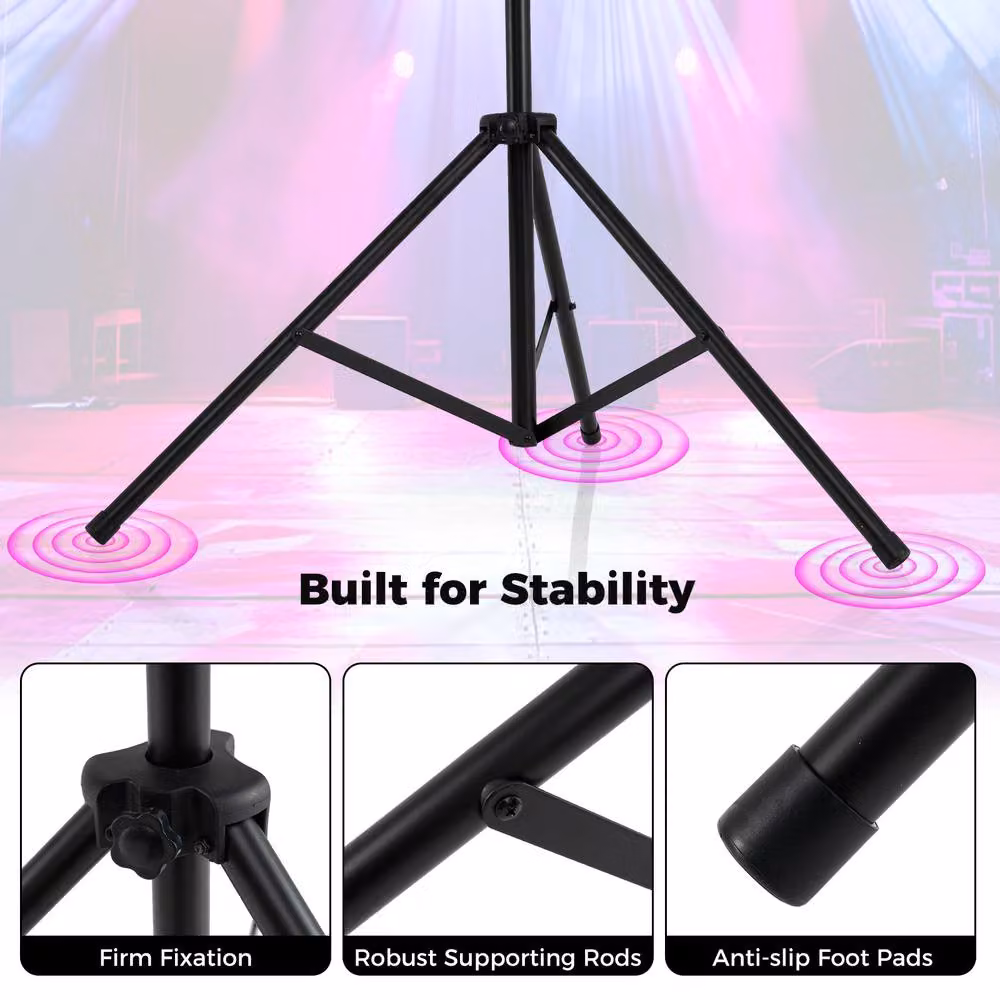 Gymax Heavy Duty Adjustable Lighting Stand with 2 Tripods and 12 Mounts in Black – 4