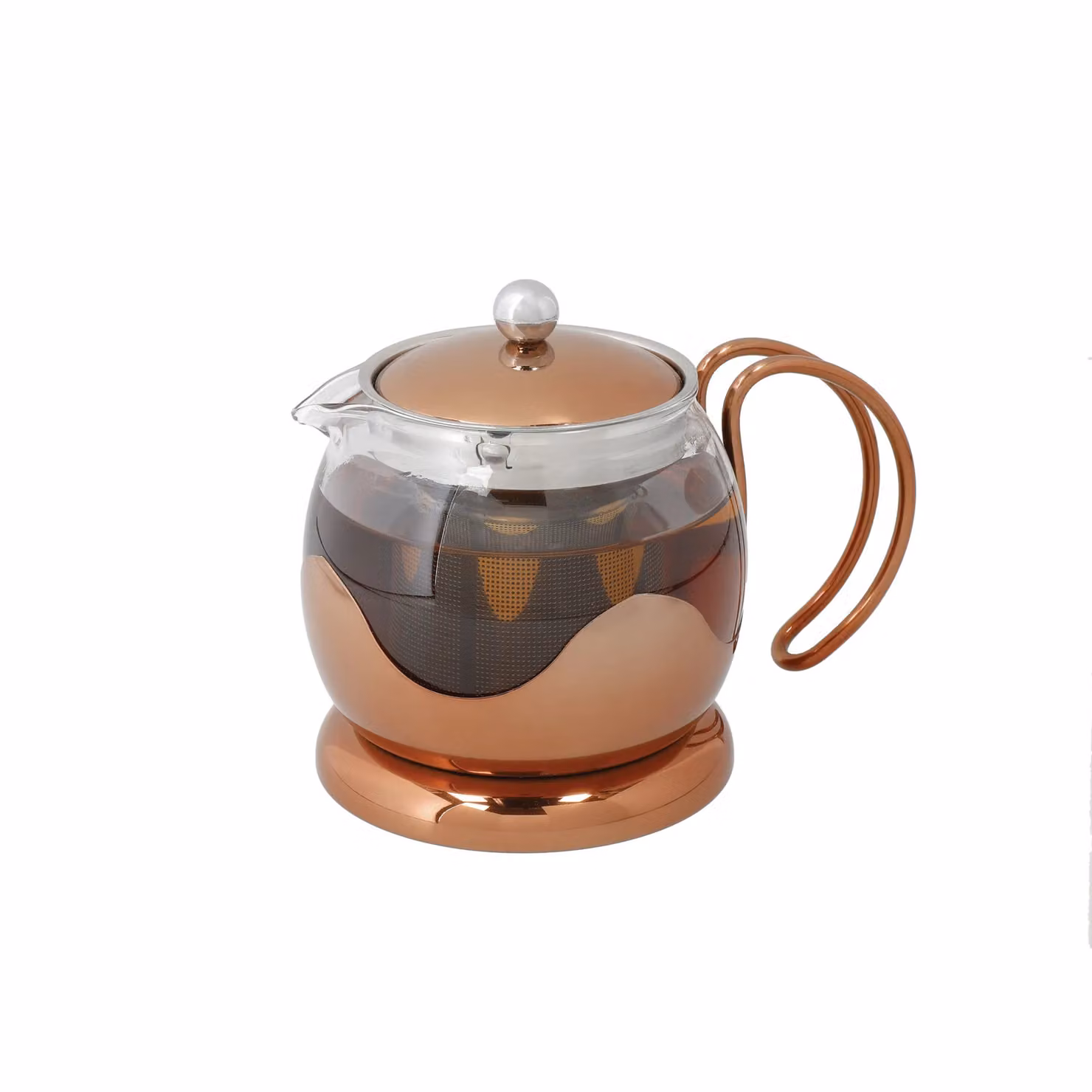 La Cafetiere Le Teapot Glass Loose Leaf Teapot with Infuser in Bronze and Copper, Height: 17.5 cm – 6