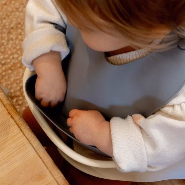 Tiny Dining Blue Multicolour Silicone Baby Crumb Catcher Weaning Bib
