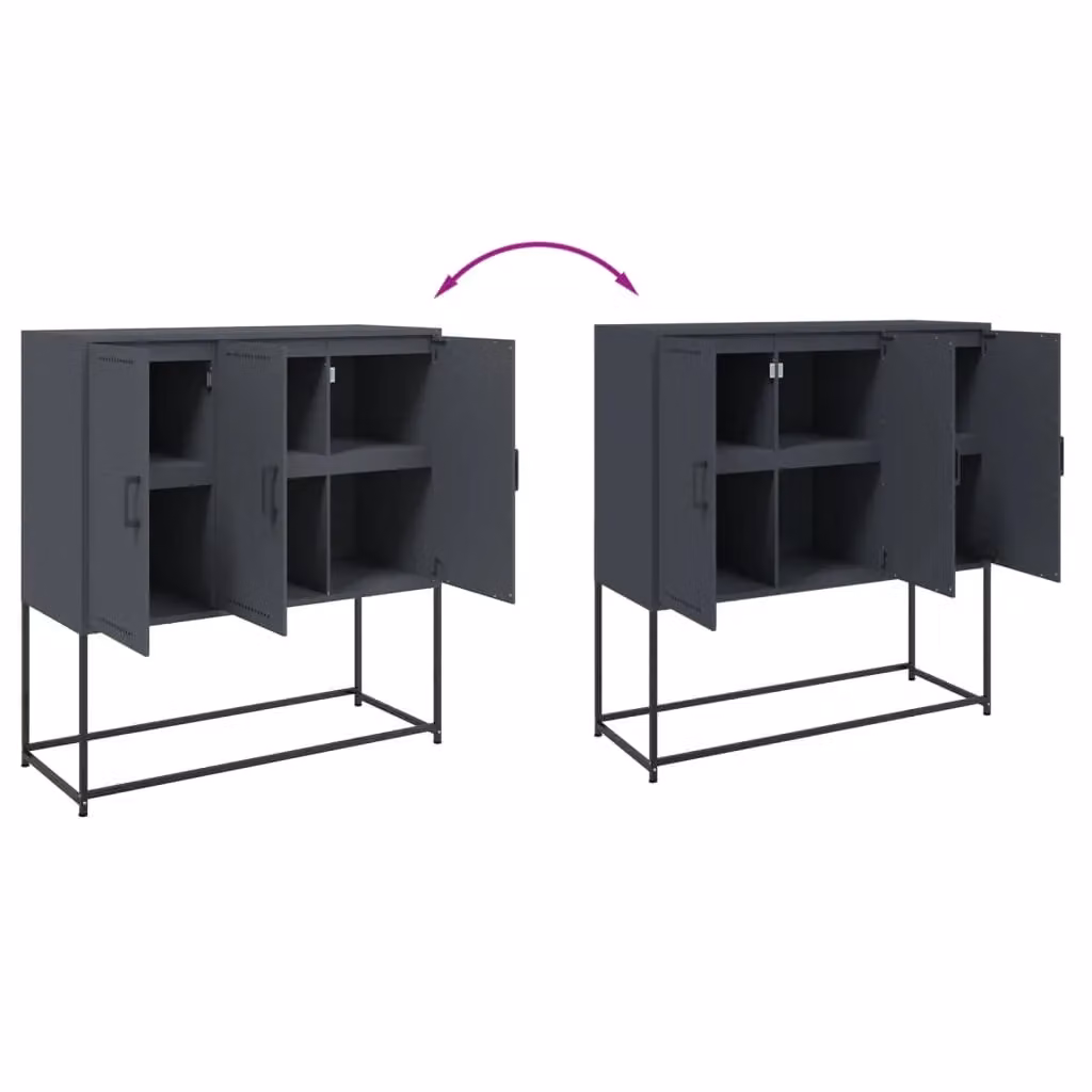 Berkfield Home Anthracite Industrial Steel Highboard W/D/H: 100.5 x 39 x 107 cm – 5