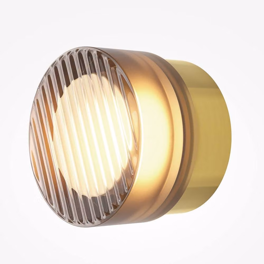 Netlighting Olo LED Wall Lamp in Gold/Brass with Amber Transparent Glass – 2