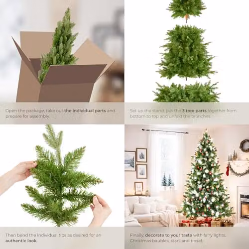 tectake Cupid Artificial Christmas Tree in Green, Height: 220 cm – 4