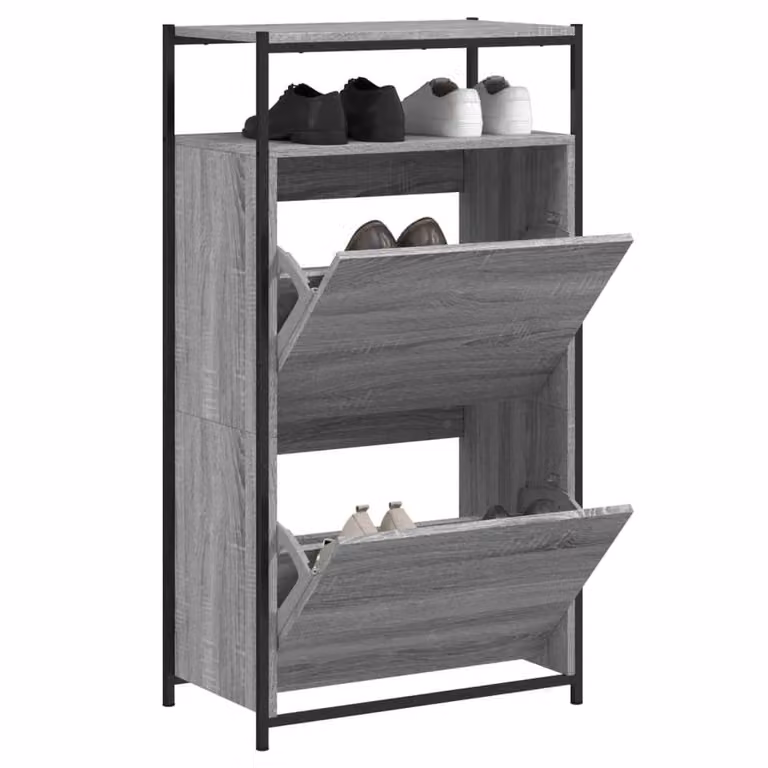 Berkfield Home Grey Sonoma Shoe Cabinet W: 60 cm, D: 34 cm, H: 112 cm