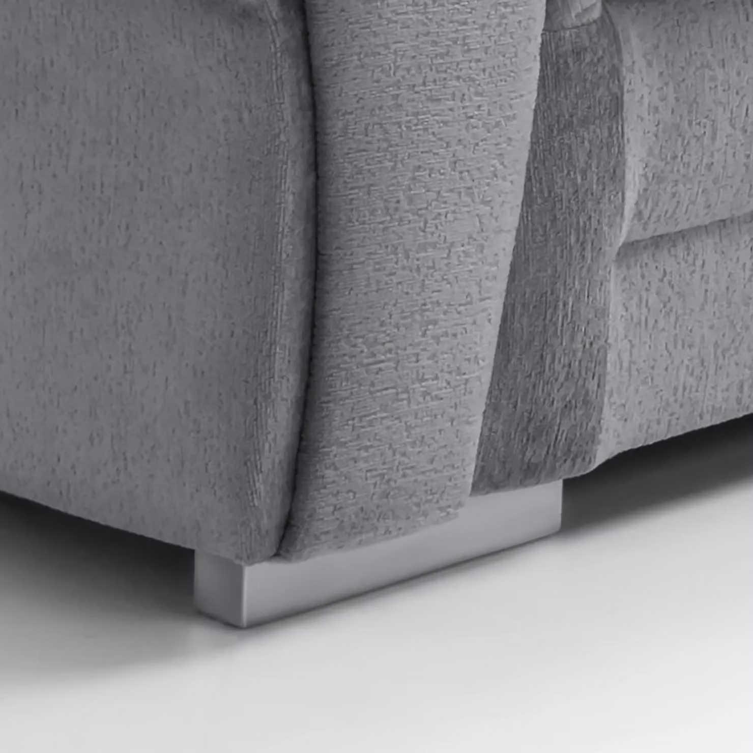 Abakus Direct Verona L-Shaped Corner Sofa in Light Grey Crushed Chenille, W/D/H: 245 x 245 x 80 cm – 4