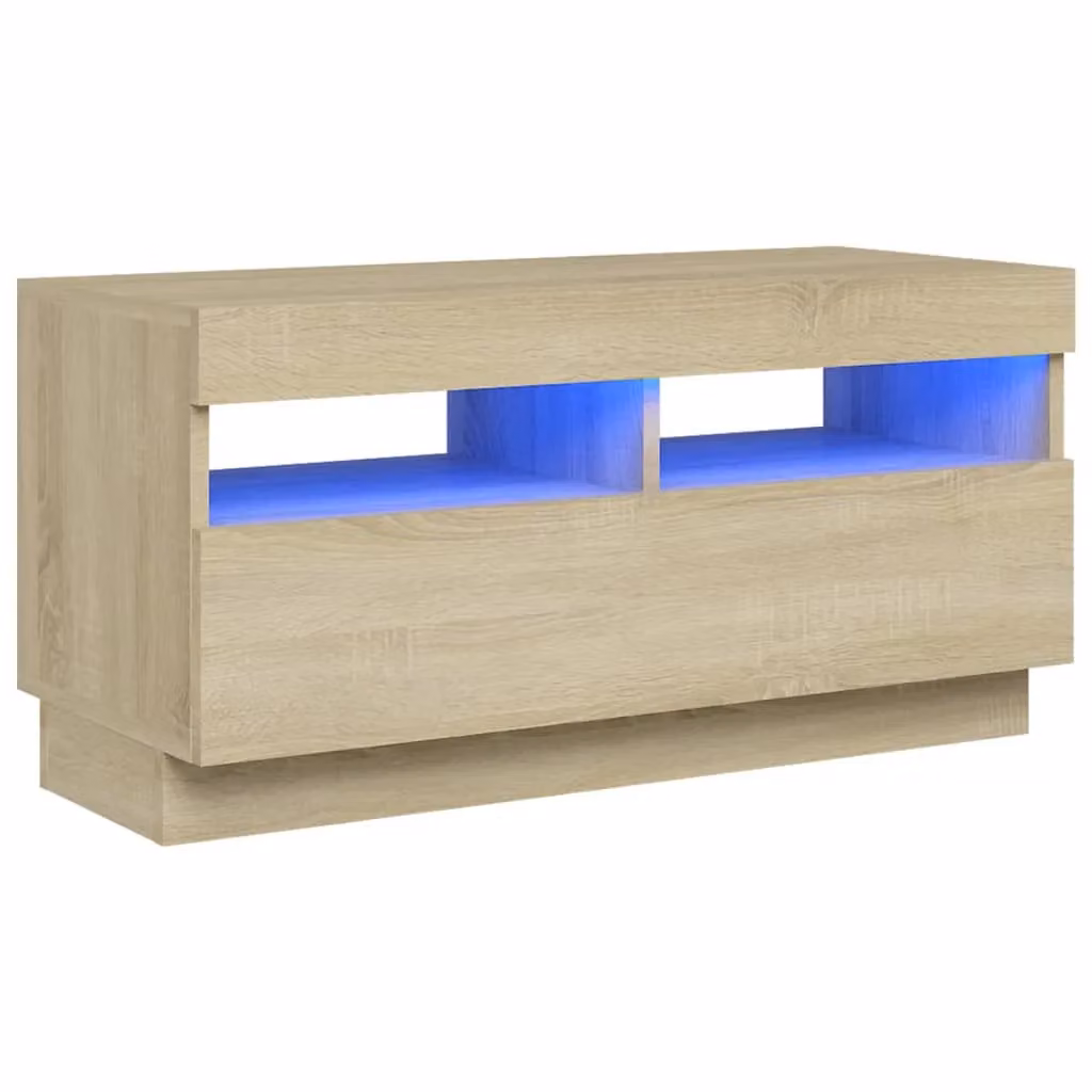 Berkfield Home Modern TV Cabinet with LED Lights in Sonoma Oak Brown, W/D/H: 80 x 35 x 40 cm – 2
