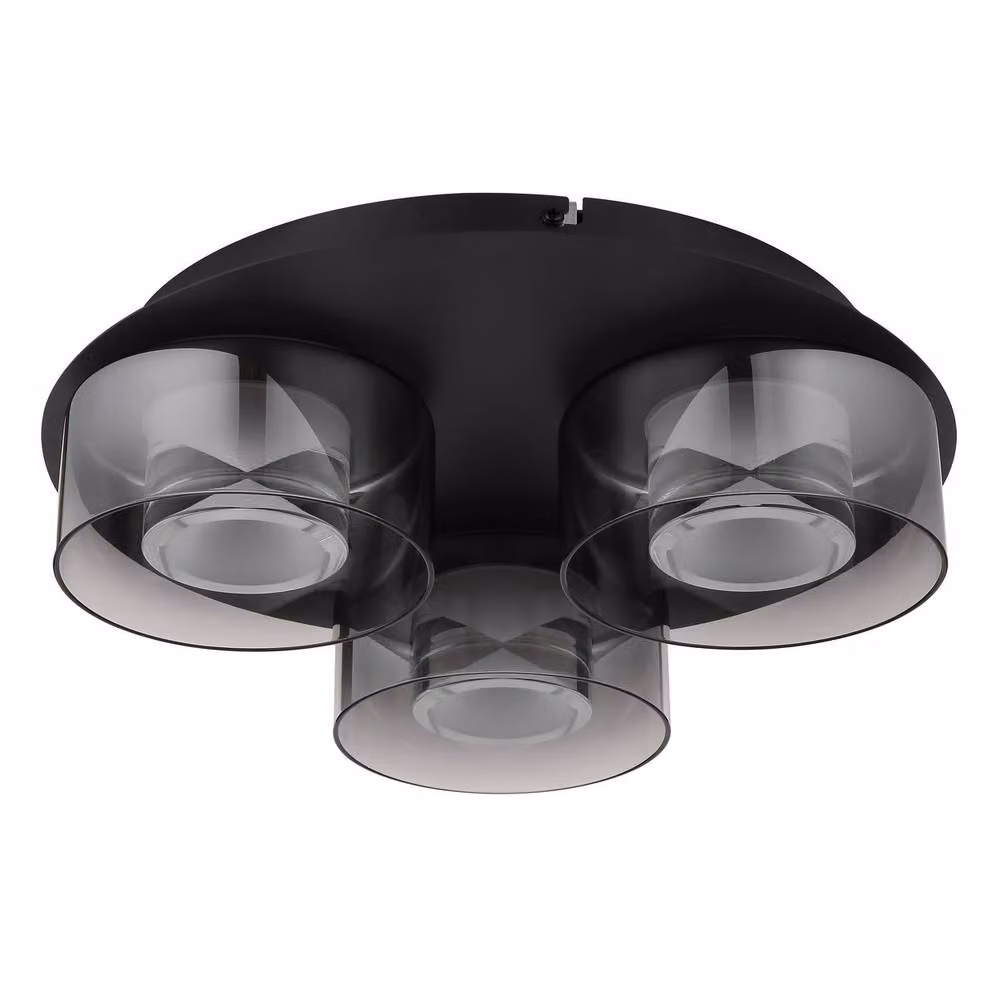 Netlighting Belinda Cluster Ceiling Light in Black with Smoke Grey Glass, 3x LED 4000K – 2