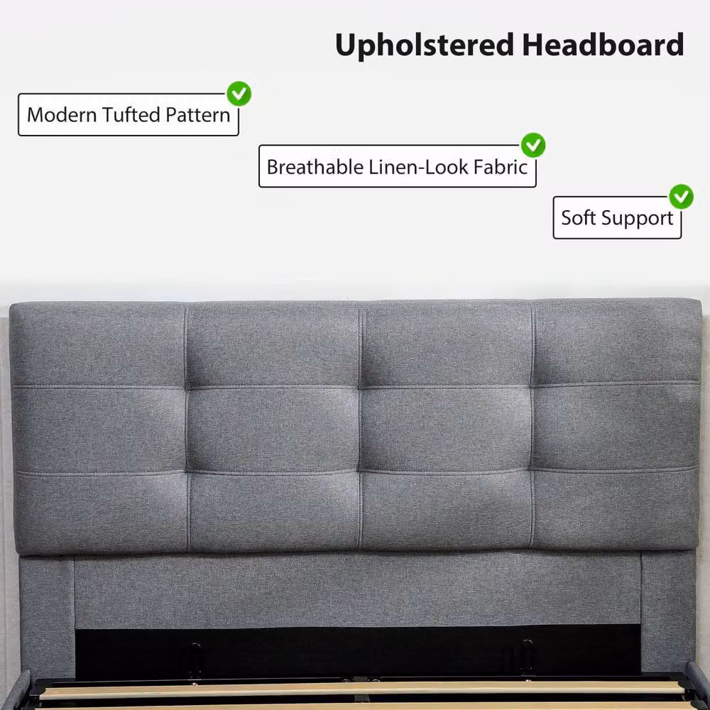 Wyld Haus Sutto Double Ottoman Bed with Gas Lift Storage, Grey, W/D/H: 140 x 200 x 106 cm – 7