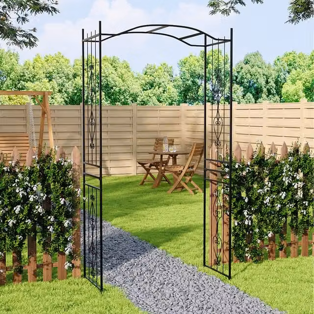 Lifeideas Black Metal Iron Garden Arch Climbing Frame Support, Height: 110 cm