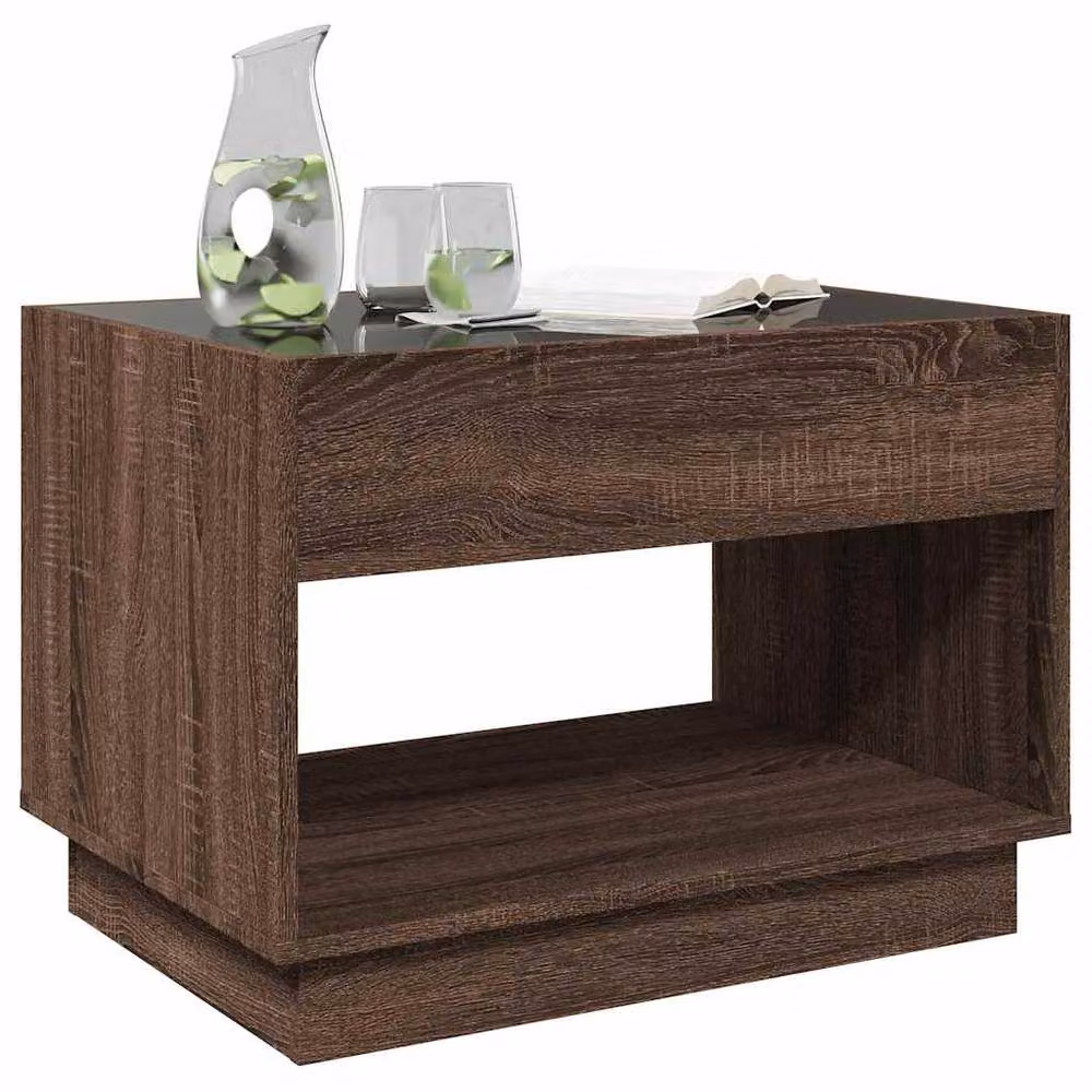 Berkfield Home Infinity LED Coffee Table in Brown Oak, W/D/H: 70 x 50 x 50 cm – 2