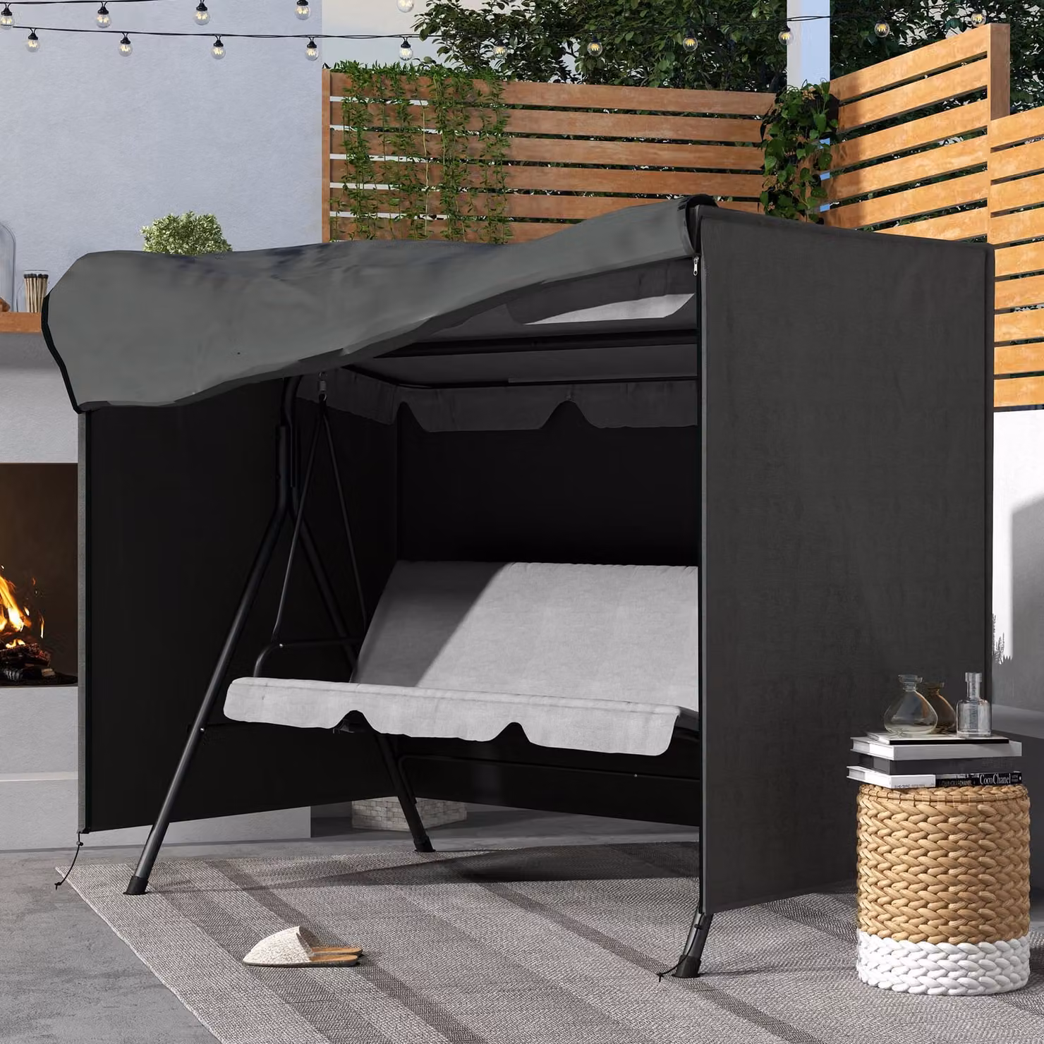 Outsunny Waterproof Oxford Patio Swing Shelter in Grey, W/D/H: 205 x 164 x 164 cm – 2
