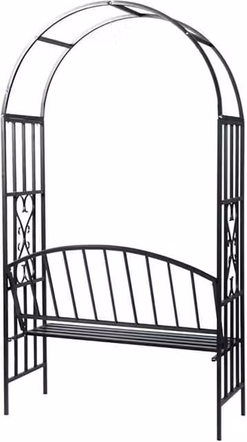 Berkfield Metal Garden Rose Arch with Bench in Black