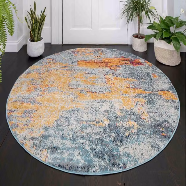 The Rug House Multicolour Abstract Modern Square Rug, W/D/H: 120 x 120 x 1 cm