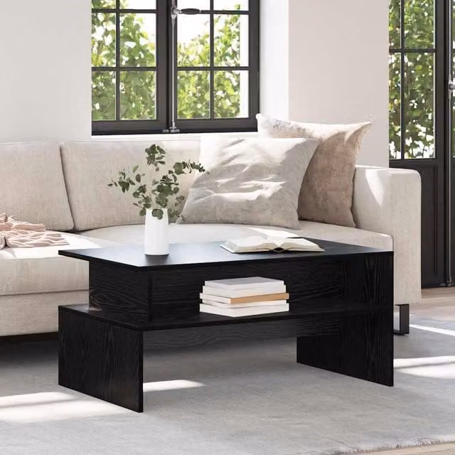 Berkfield Home Black Oak Coffee Table, W/D/H: 90 x 55 x 42.5 cm