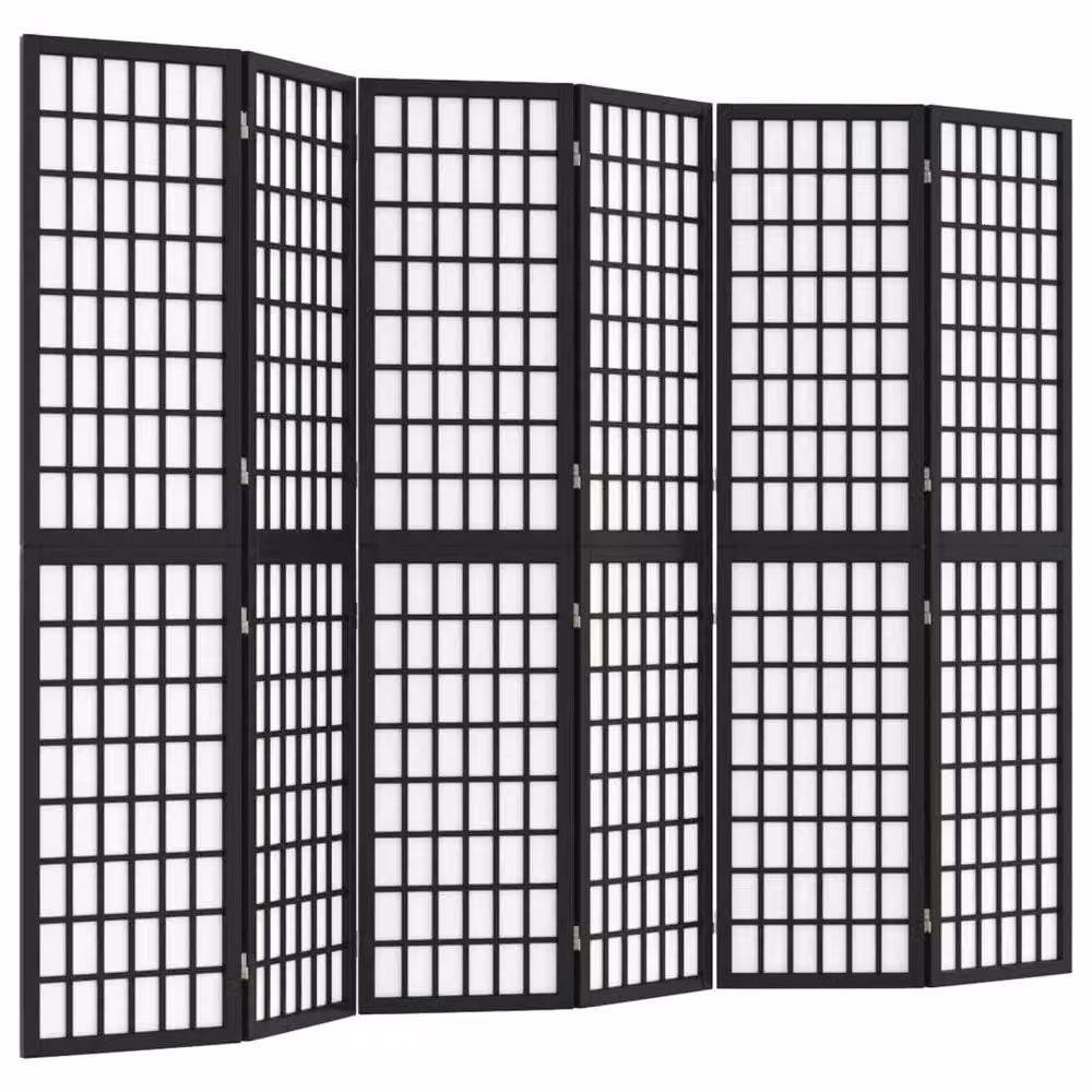 Berkfield Home 6-Panel Japanese Style Folding Room Divider, Black, W: 240 cm, H: 170 cm – 2