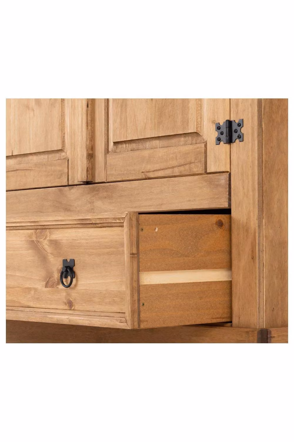 Seconique Corona Rustic Waxed Pine 2 Door 1 Drawer Wardrobe in Brown – 3