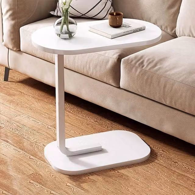 SPETLEK Modern White Side End Table and Coffee Laptop Table with Matt Finish – 1