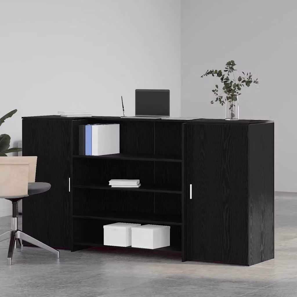 Berkfield Home Reception Desk in Black Oak, W/D/H: 200 x 50 x 103.5 cm – 2